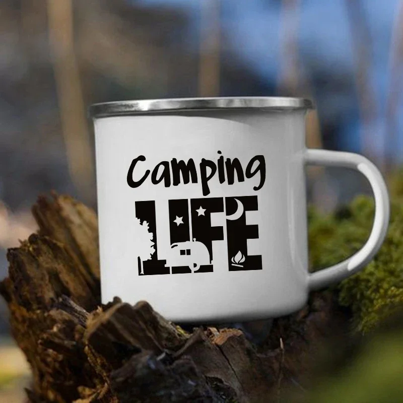 Outdoor Adventure Day - Happy Campers Kampvuurbeker Koffiemokken Emaille Campingbekers