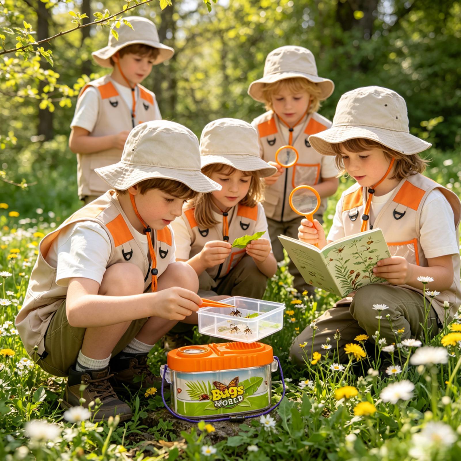 Outdoor Adventure Girls - Kinderavontuurset met vergrootglas, lichtgewicht wetenschapset, natuurvliegenvanger-kampeerset