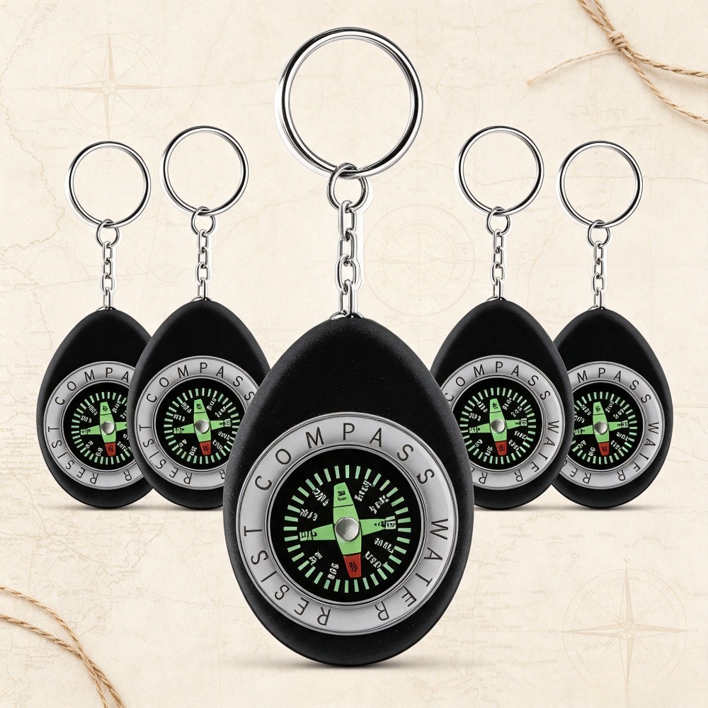 Outdoor Adventure Day - 5 stuks kleine waterbestendige kompas sleutelhanger